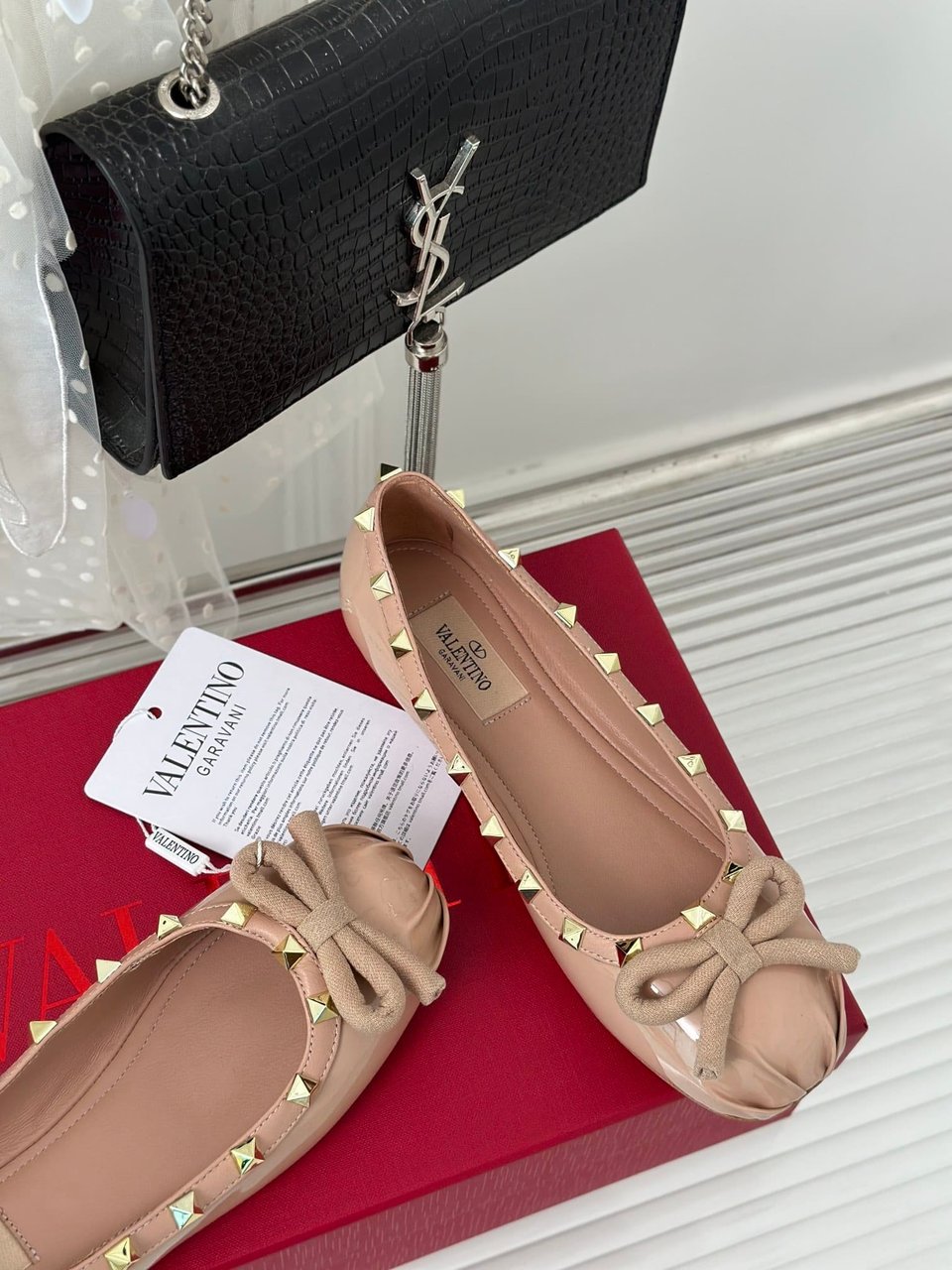 Valentino Garavani Rockstud Patent Leather Ballerina Rose Cannelle 3W2S0Hq5Vnw Gf9 view 7