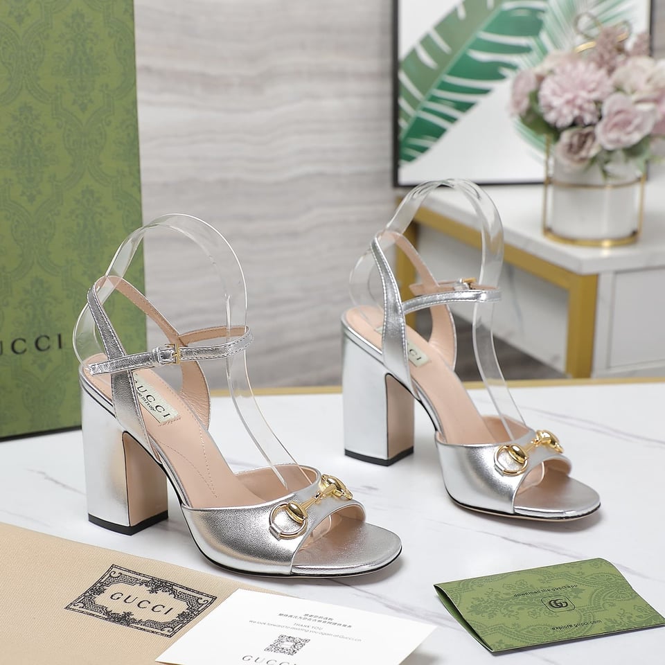 Gucci Women’S Horsebit High Heel Sandal Silver view 6