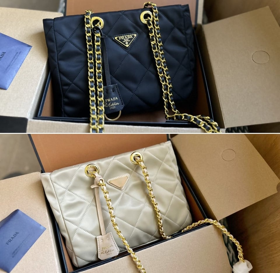 Prada Re Edition 1995 Chaîne Re Nylon Tote Bag Beige 27Cm view 4