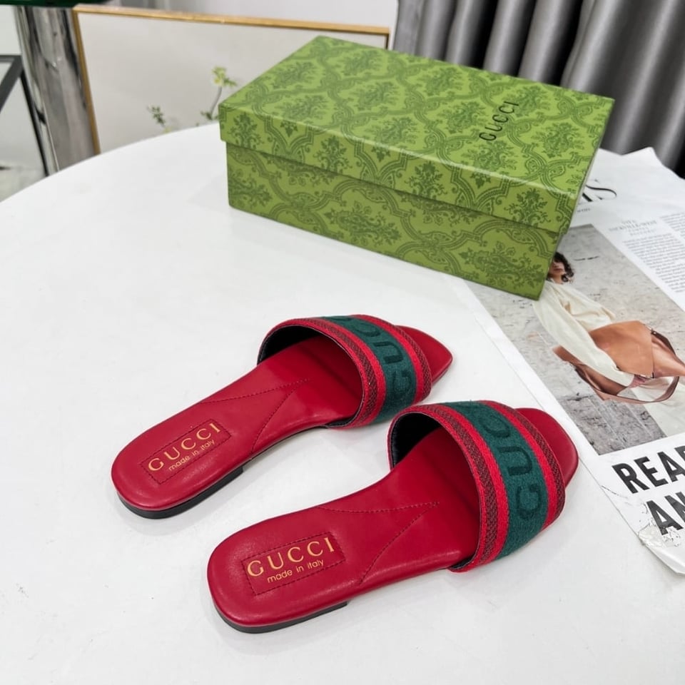 Gucci Women Slide Sandal With Web Green And Red 816350 Faecg 6443 view 6