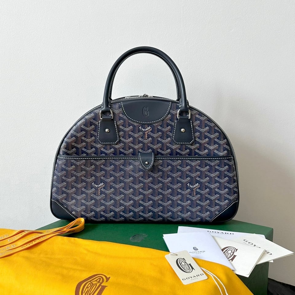 Goyard Goya Bowling Ball Medium Navy Blue Canvas 35cm