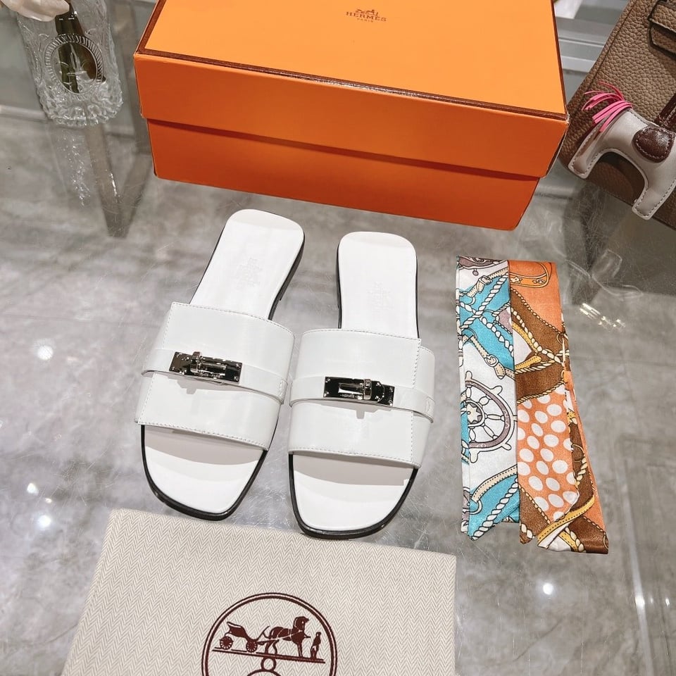 Hermes Giulia Sandal White view 8