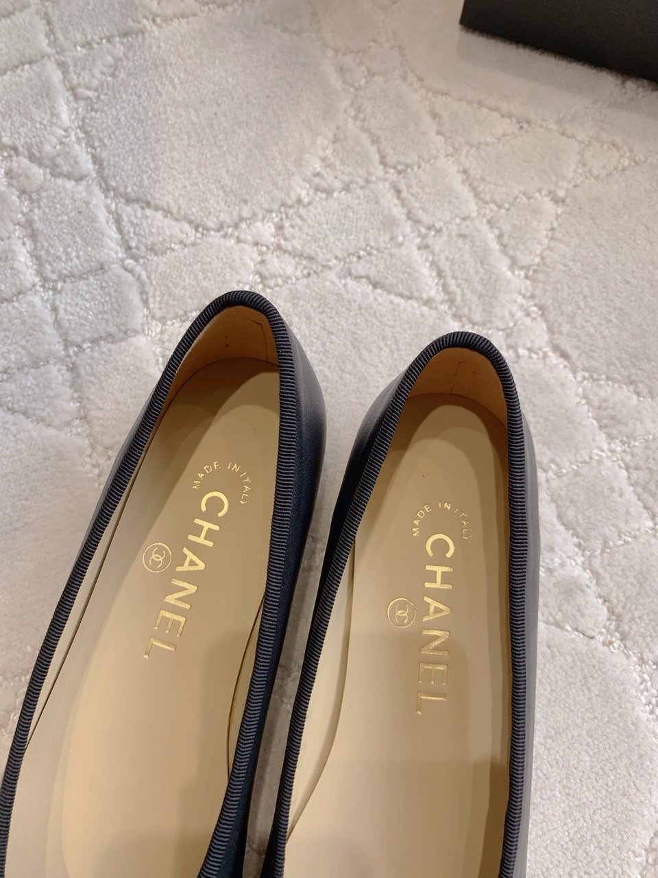 Chanel Cambon Leather Ballet Flats Black For Women view 10