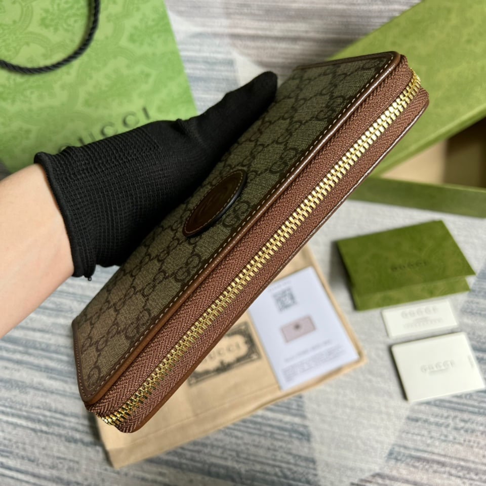 Gucci Ophidia GG Zip Around Wallet With Interlocking G Brown 8in/19cm For Men view 6