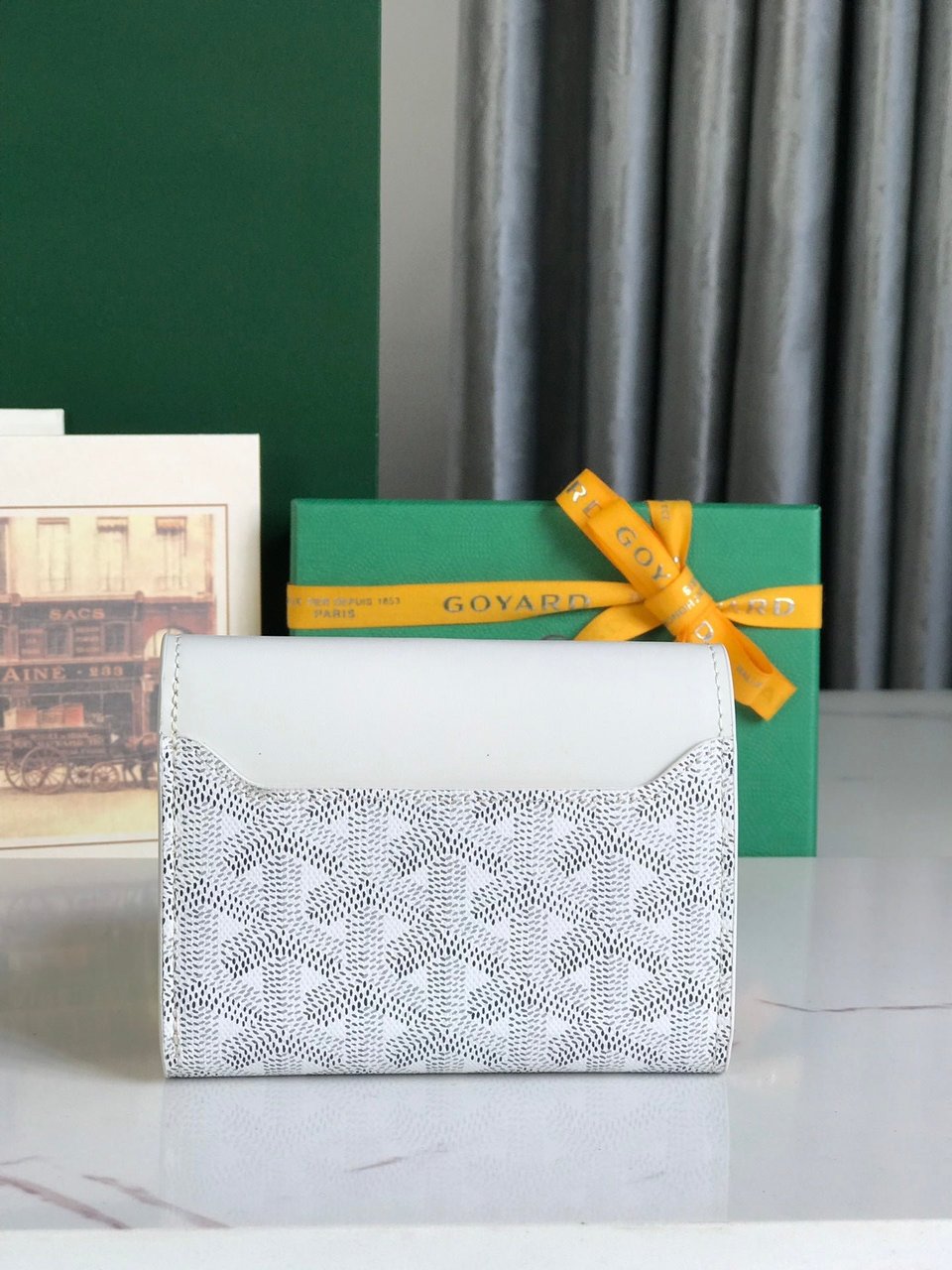 Goyard Saint-Gabriel Wallet 12 Cm White Calfskin And Goyardine Canvas view 3