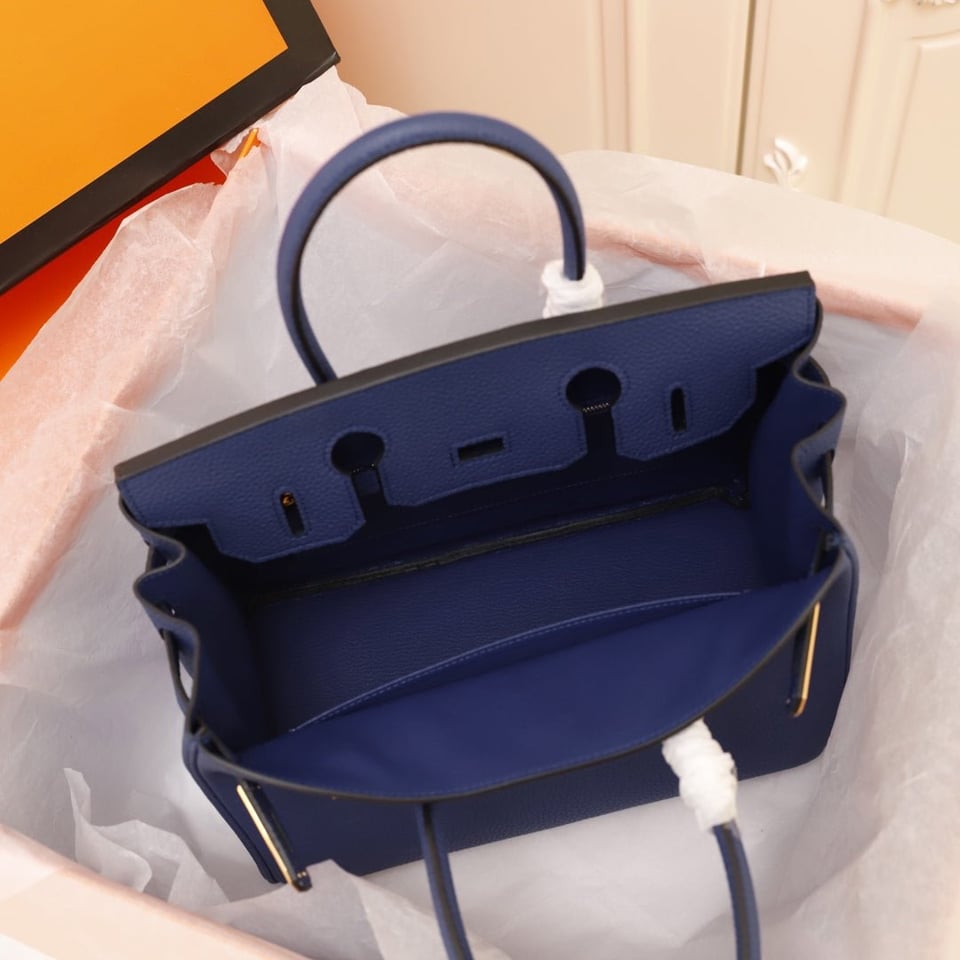 Hermes Birkin Bag 30 Navy Togo Gold Hardware view 5
