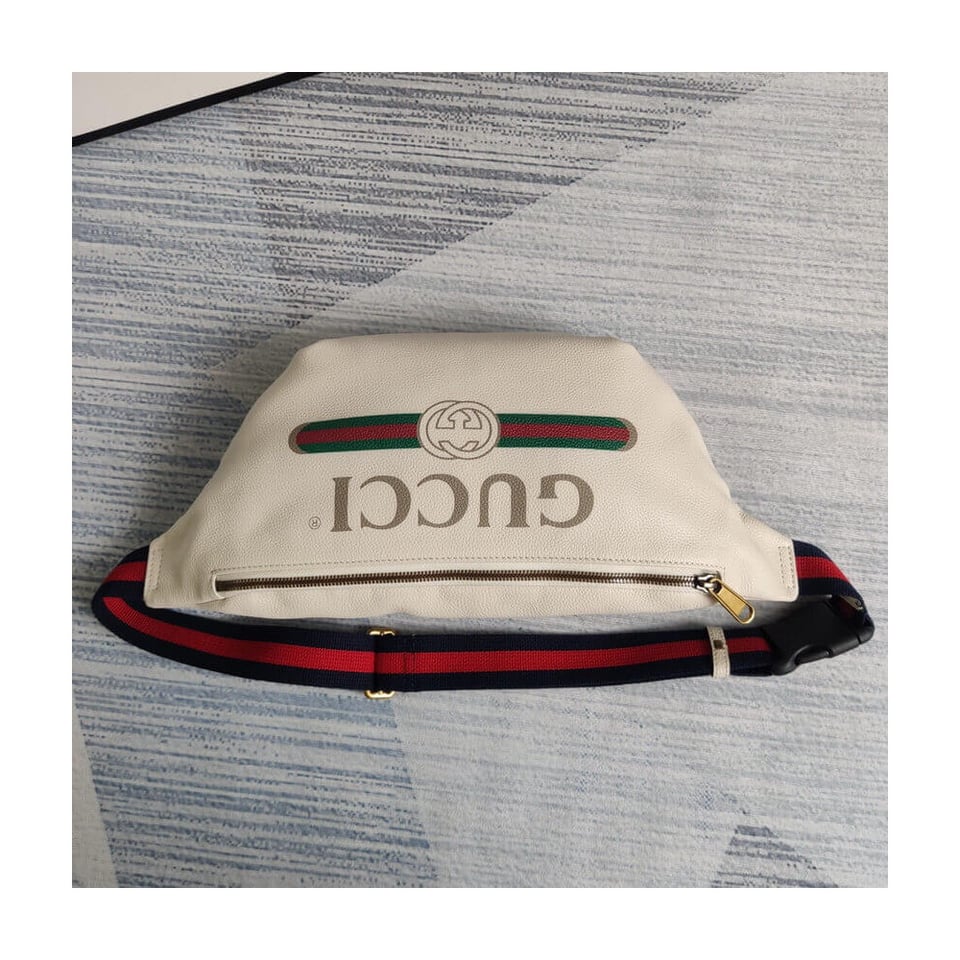 Gucci Print Leather Belt Bag White view 5