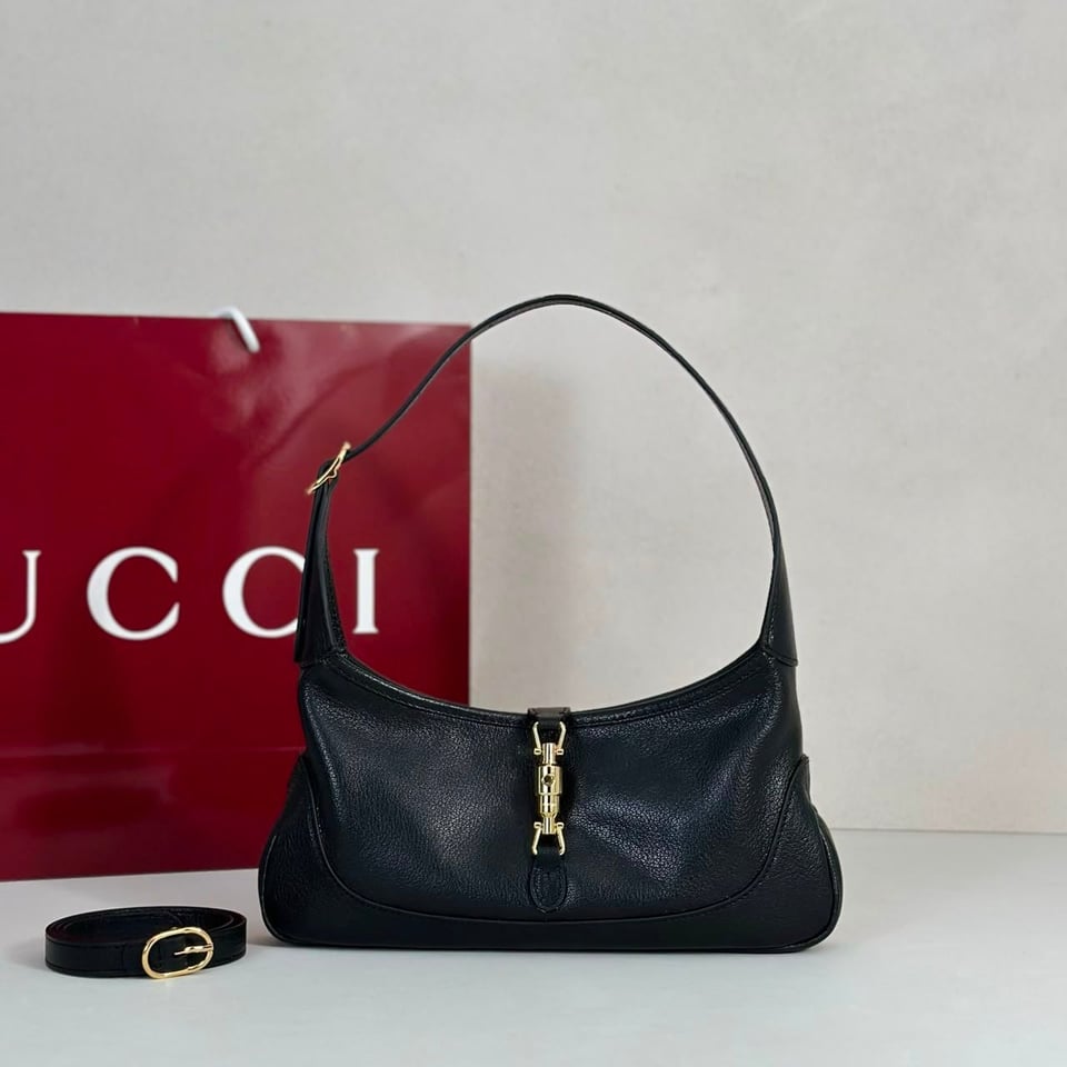 Gucci Jackie Slim Medium Shoulder Bag 28cm/11in Black Leather ‎863137 view 3