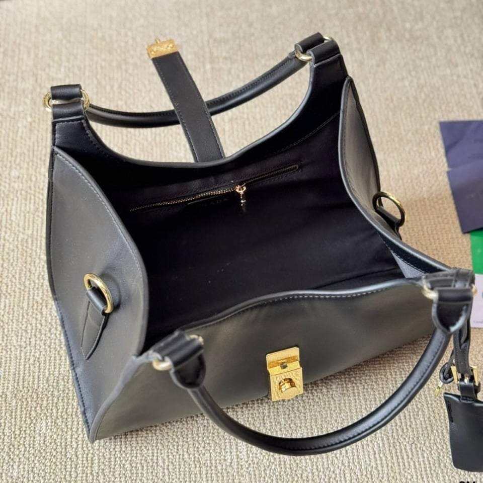 Prada Medium Leather Tote Bag Black 32Cm view 5