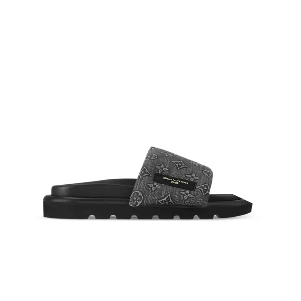 Louis Vuitton Pool Pillow Flat Comfort Mule Sandals Denim Grey 1Acj0J view 2