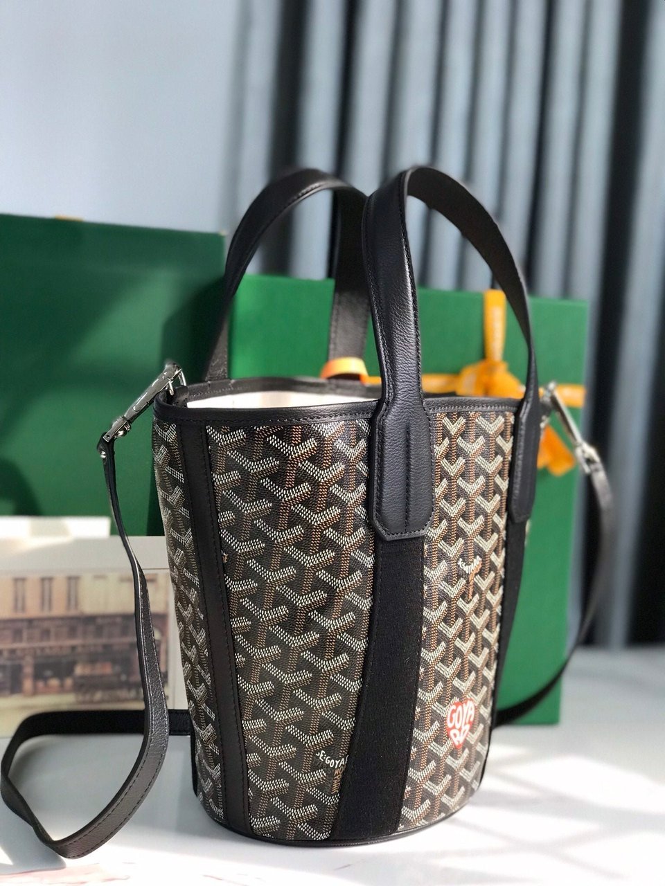 Goyard Small Belharra 24 Cm Black Goyardine Canvas And Lambskin view 5