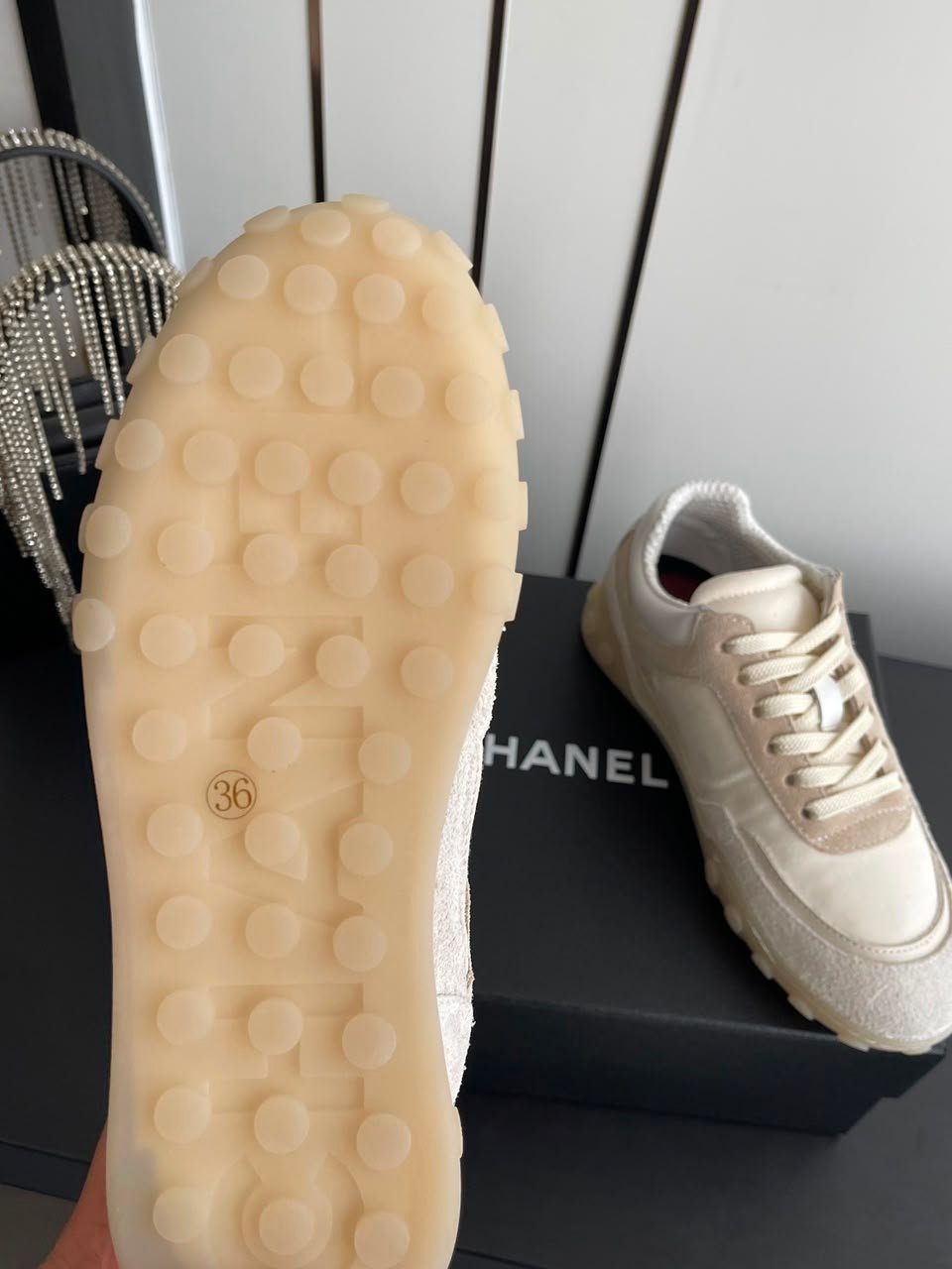 Chanel Sneakers Mixed Fibers, Suede &amp; Leather Ivory G47269 view 10