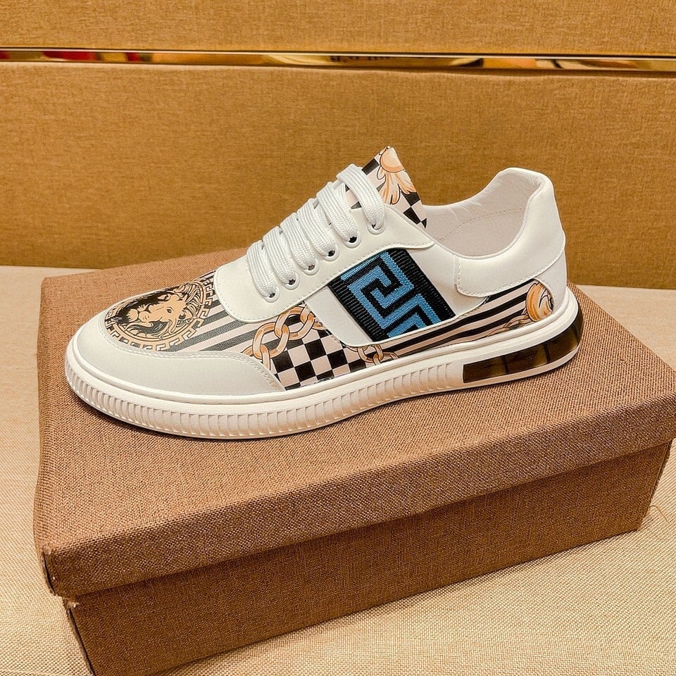 Fendi Domino Fabric Low Sneakers Blue Ff view 3