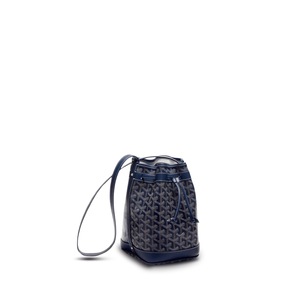 Goyard Petit Flot Bucket Bag 22cm Navy Blue Goyardine Canvas And Lambskin Trim view 2