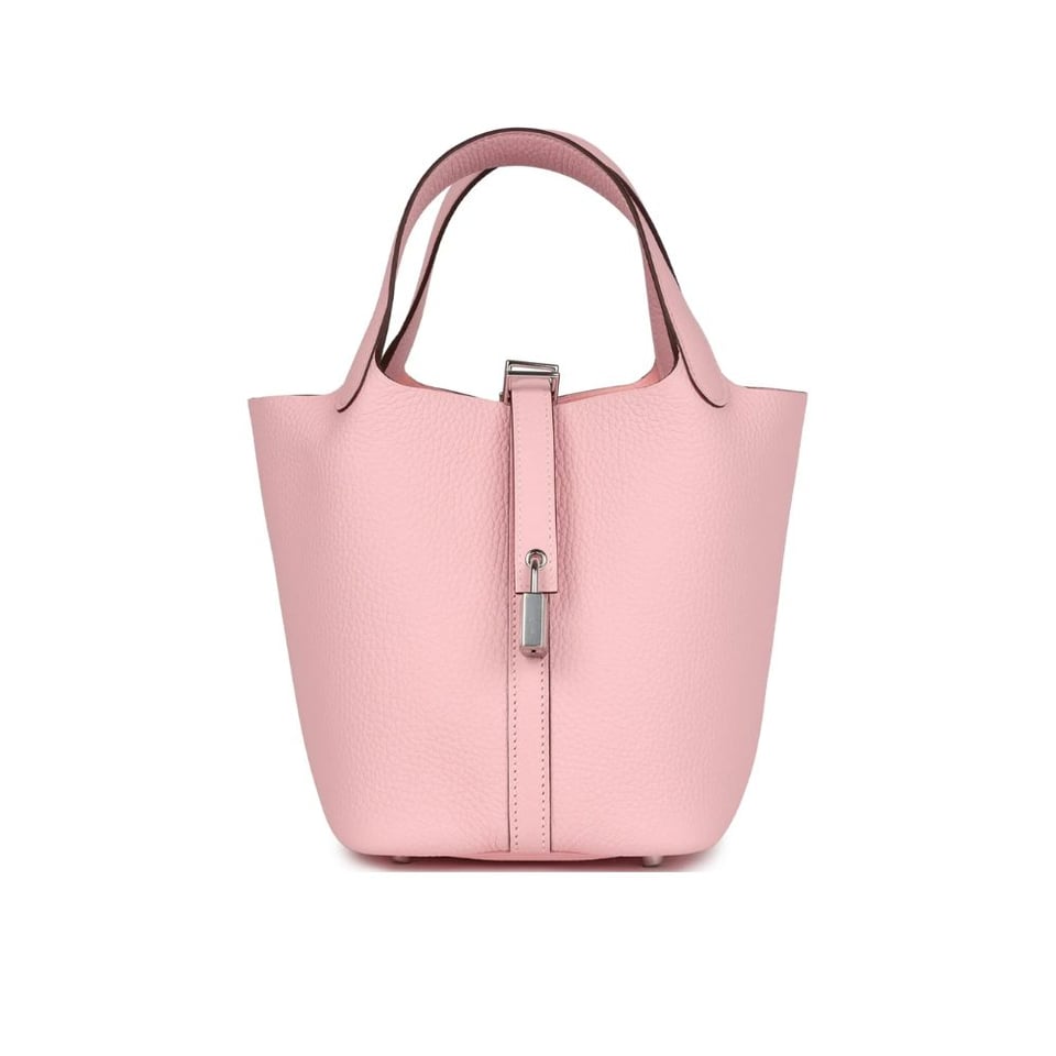 Hermes Picotin Lock Bag In Taurillon Clemence 3Q Rose Sakura 22Cm