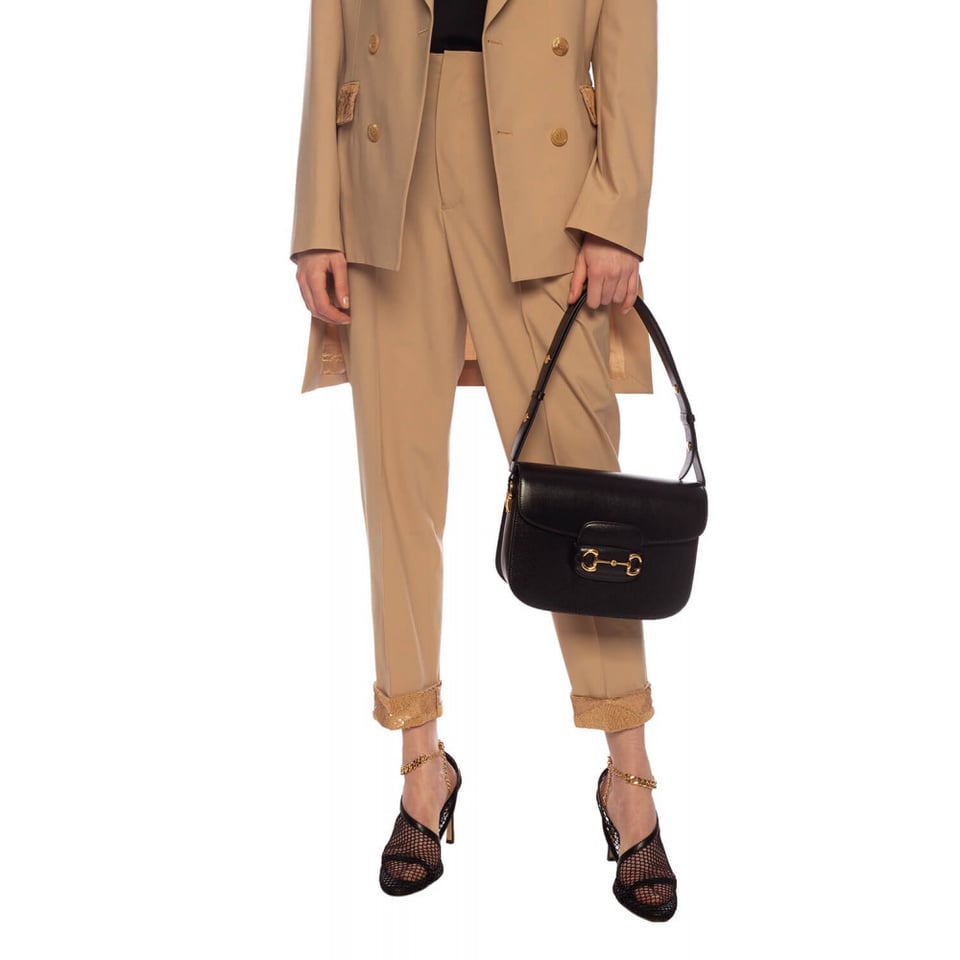 Gucci Horsebit 1955 Shoulder Bag In Black Leather view 4
