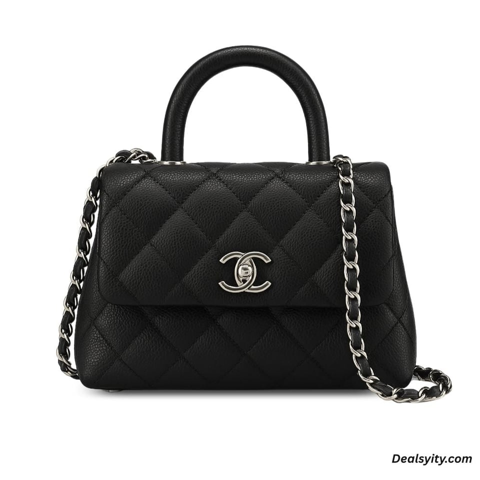 Chanel Coco Classic Flap 24cm/9.4in Caviar Leather Silver Hardware – Black view 2