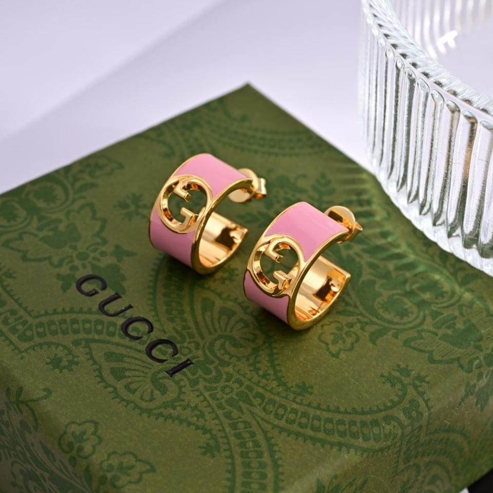 Gucci Blondie Enamel Hoop Earrings Pink 796764 J1630 8075 view 2