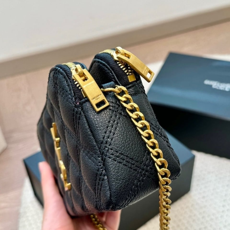Saint Laurent Mini Becky Double Zip Bag Black 20Cm view 5