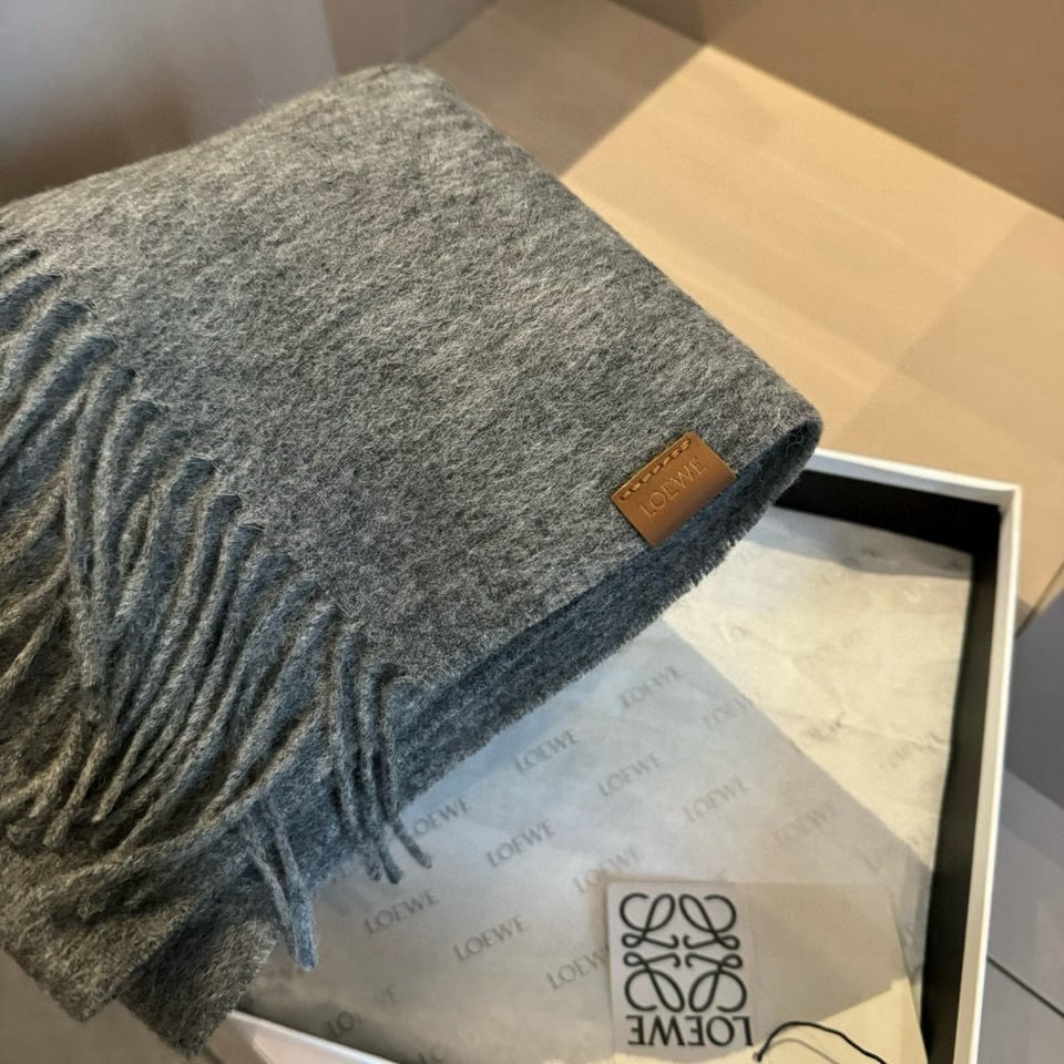 Loewe Mohair Scarf Solid Gray For Women 180cm view 6