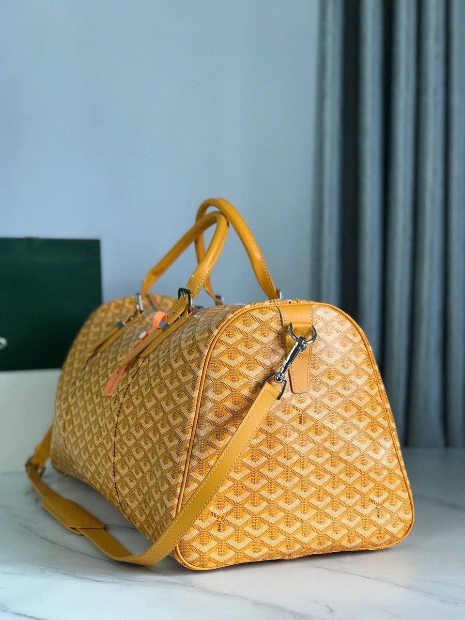 Goyard Boston 50cm Bag Yellow Goyardine Canvas And Calfskin Trim view 10