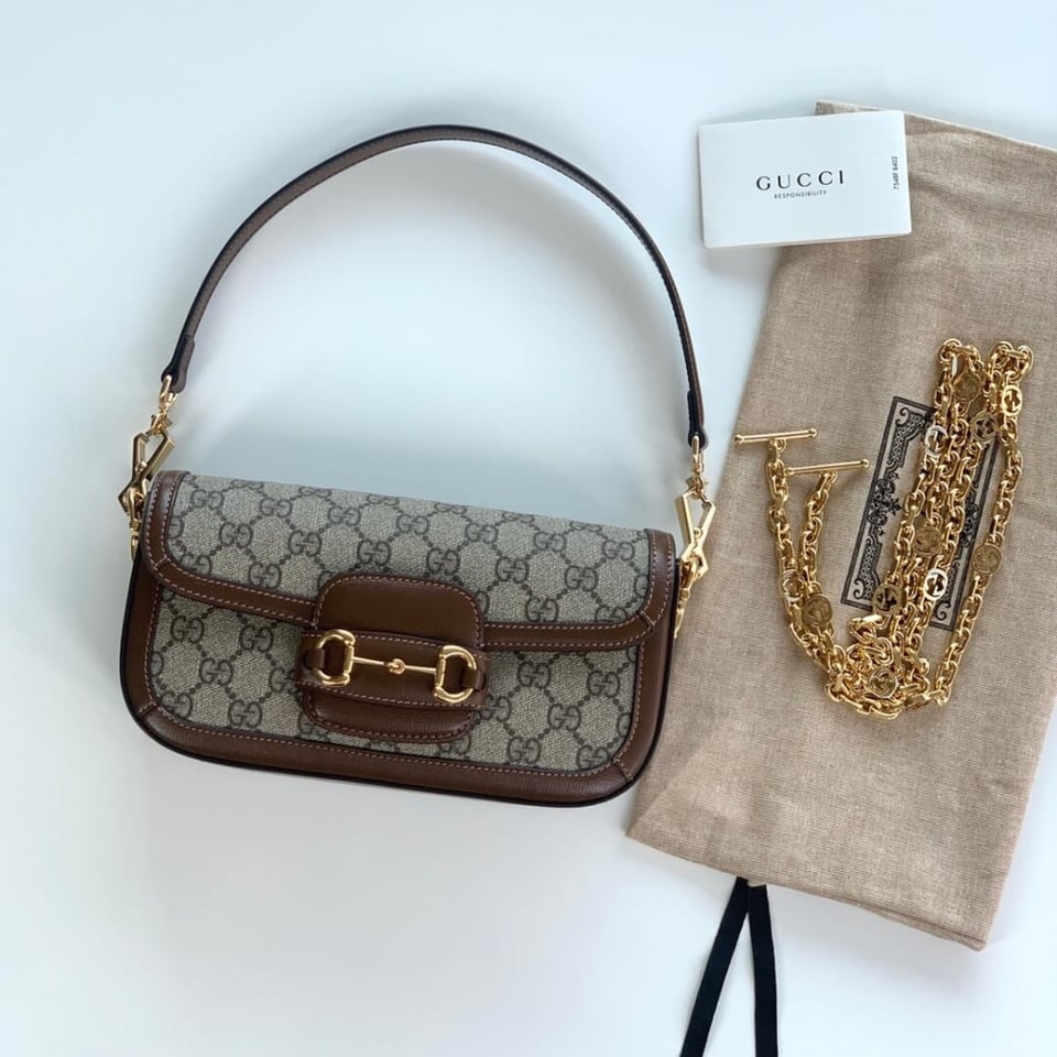 Gucci Horsebit 1955 GG Supreme Canvas Should Bag Brown view 11