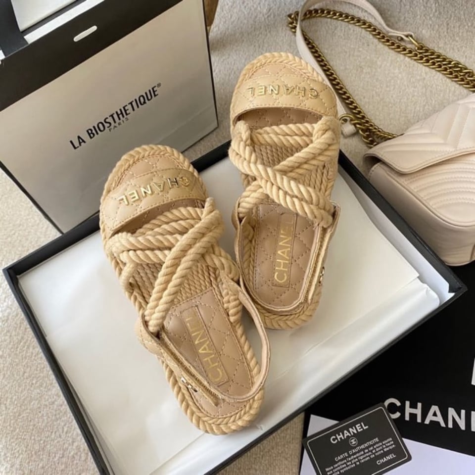 Chanel Rope Sandals Strap Biege view 6
