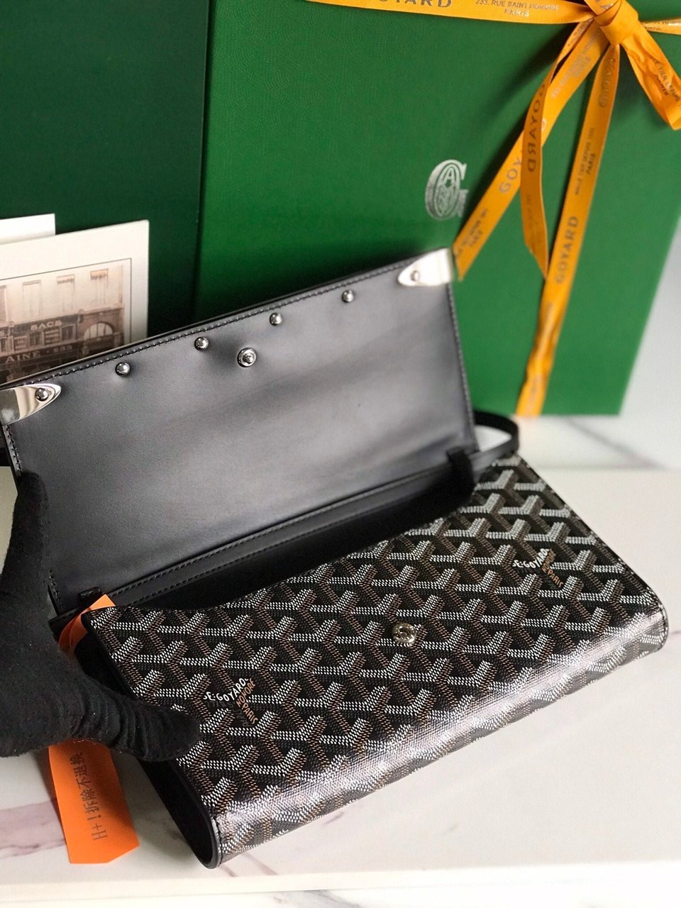 Goyard Monte-Carlo Pm Clutch 25 Cm Black Goyardine Canvas view 7