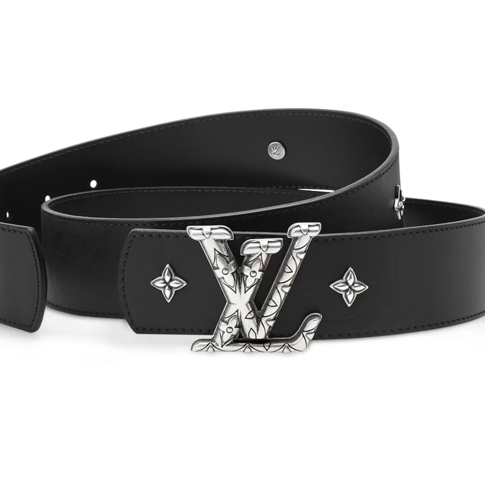 Lv Dimension Drift Flower Studs 40mm Reversible Belt Black M4648V view 2