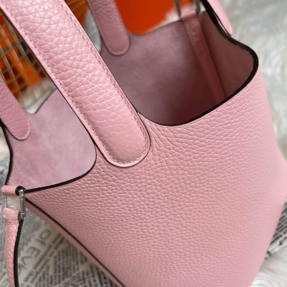 Hermes Picotin Lock Bag In Taurillon Clemence 3Q Rose Sakura 22Cm view 8