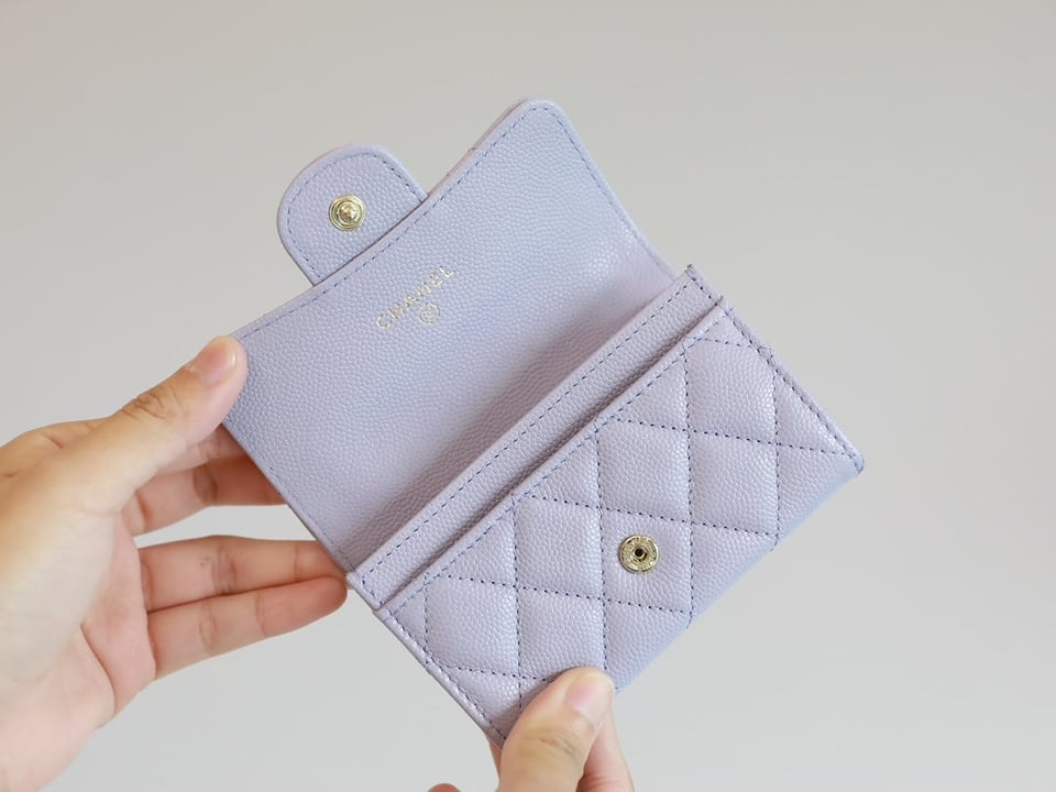 Chanel Flap Card Holder 11.3 Light Purple Grained Calfskin Gold Icon view 4