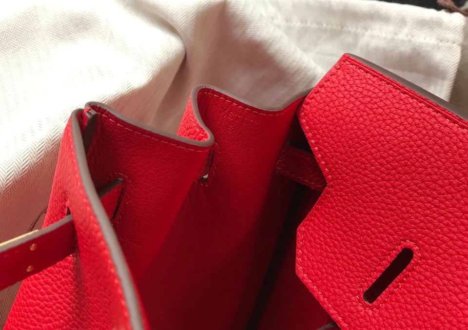 Hermes Birkin 35Cm Red Togo Leather Gold Hardware view 9