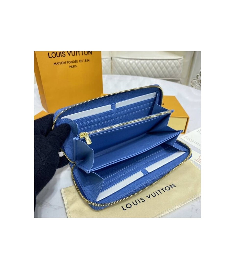 Louis Vuitton Monogram Zippy Wallet Blue view 11
