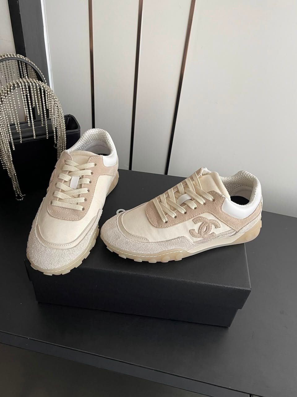 Chanel Sneakers Mixed Fibers, Suede &amp; Leather Ivory G47269 view 11