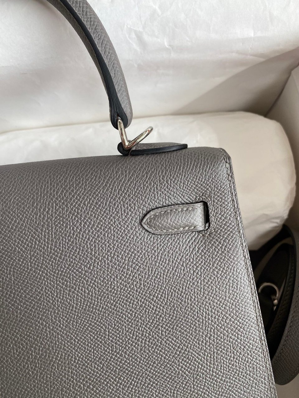 Hermes Kelly 25 Bag In Dark Grey Epsom Leather For Women 25cm/10in view 4