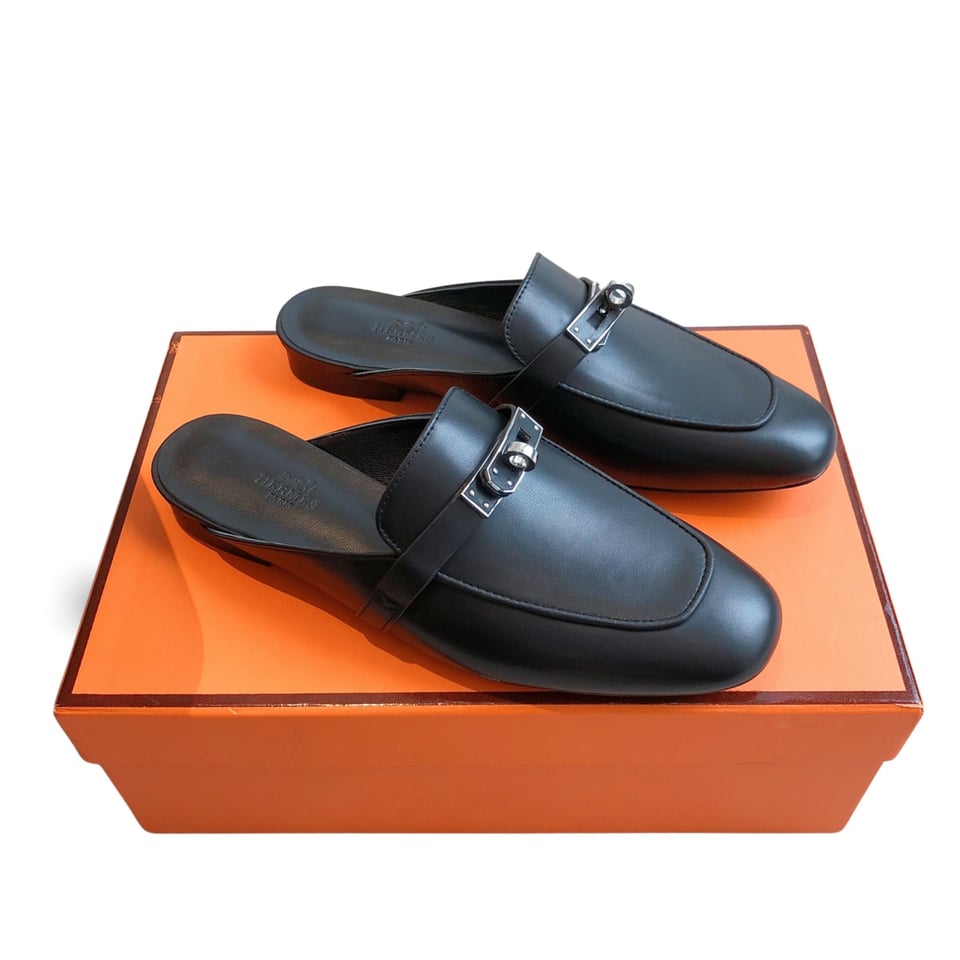 Hermes Oz Mule Black view 2