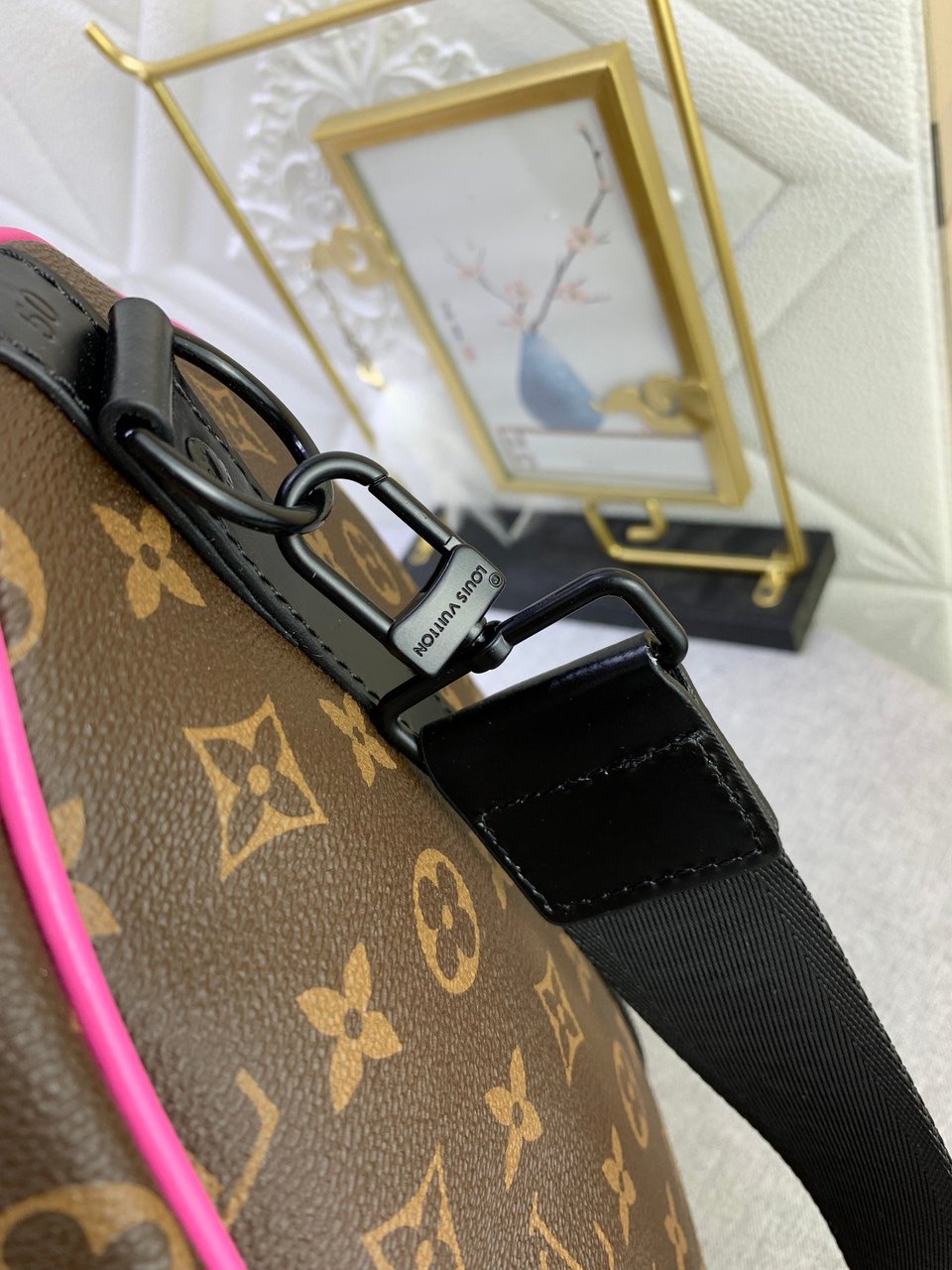 Louis Vuitton Keepall Bandouli Re 50 Brown And Pink Macassar Canvas M45866 view 7