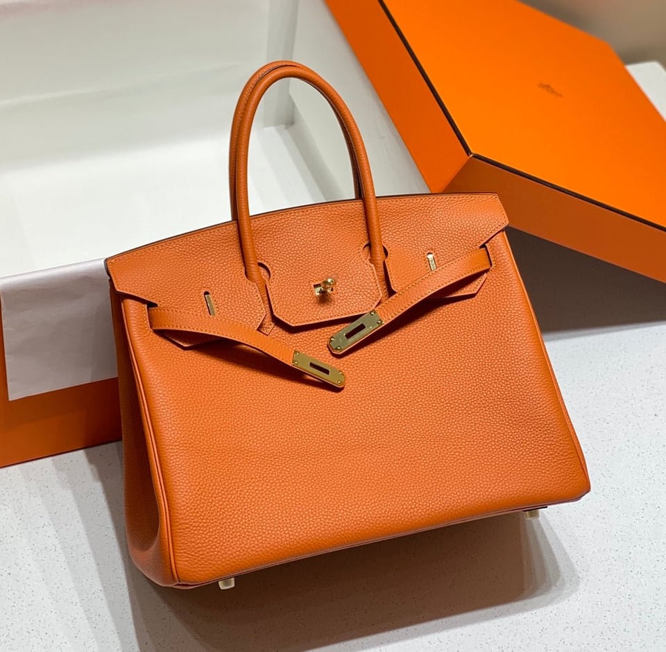 Hermes Birkin 35Cm Orange Togo Leather Gold Hardware view 2