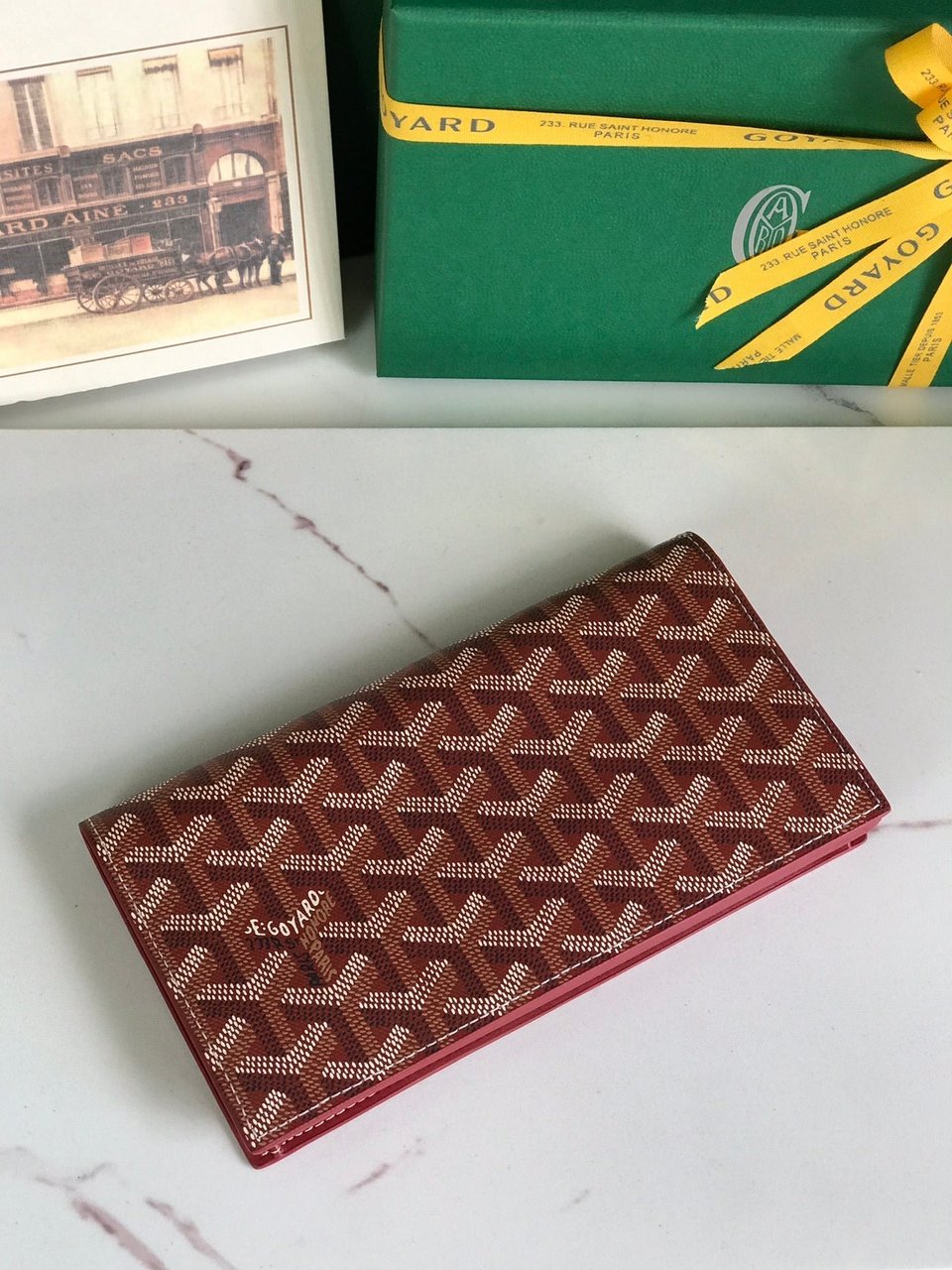 Goyard Richelieu Wallet 19 Cm Classic Red Goyardine Canvas view 10