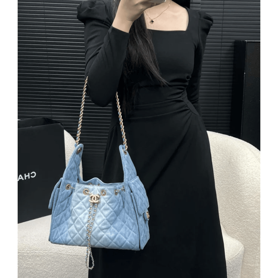 Chanel 25 Small Handbag Crossbody Bag Blue 30cm view 12