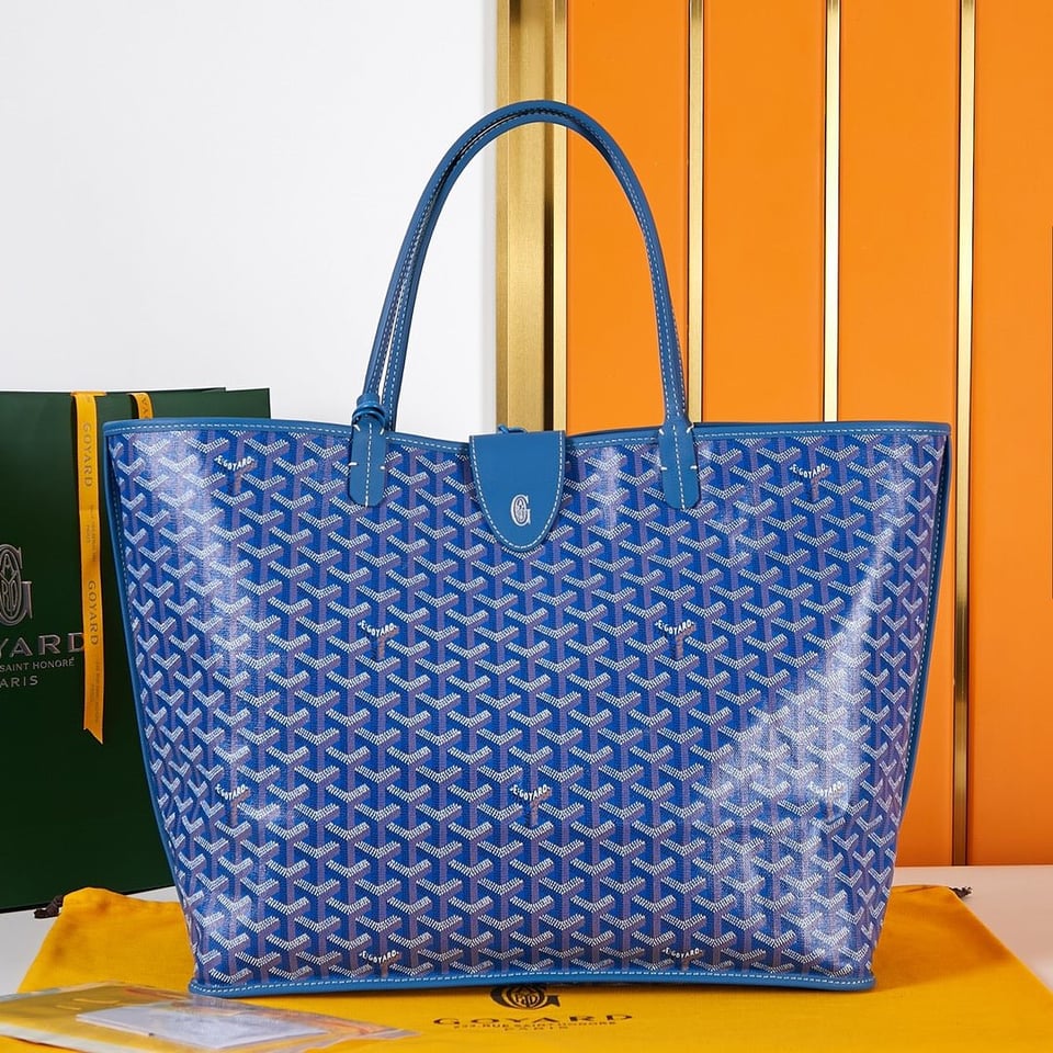 Goyard Saint Louis Gm 40 Blue Canvas Chevroches Calfskin view 11