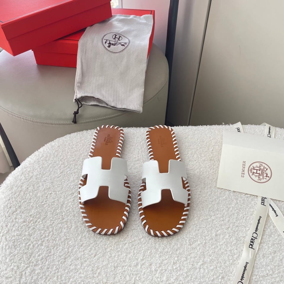 Herm?S Oran Sandals Stitching In Brown And White view 3