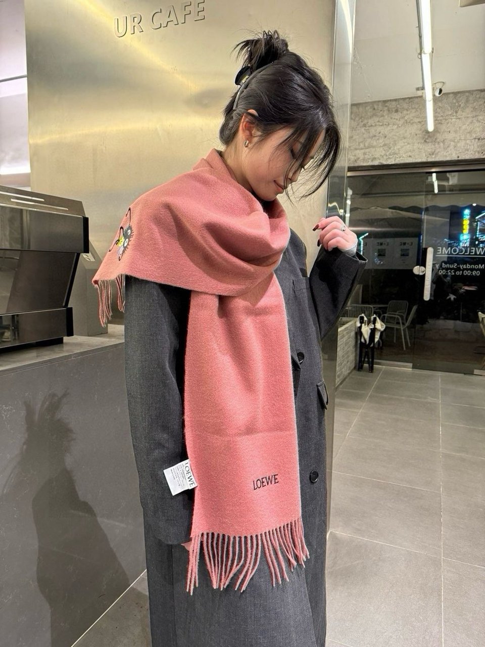 Loewe Mohair Scarf Soot Sprite Pink For Women 180cm view 5