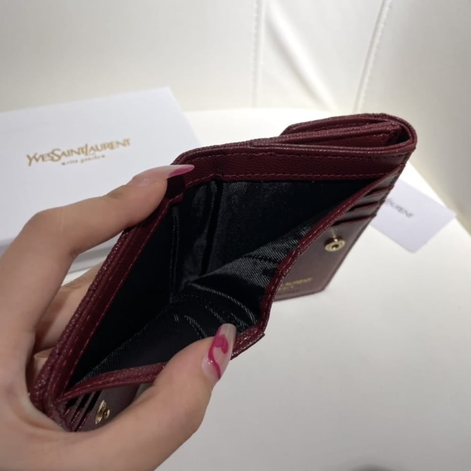 Saint Laurent Cassandre Matelasse Small Envelope Wallet In Grain De Poudre Leather 11Cm view 5