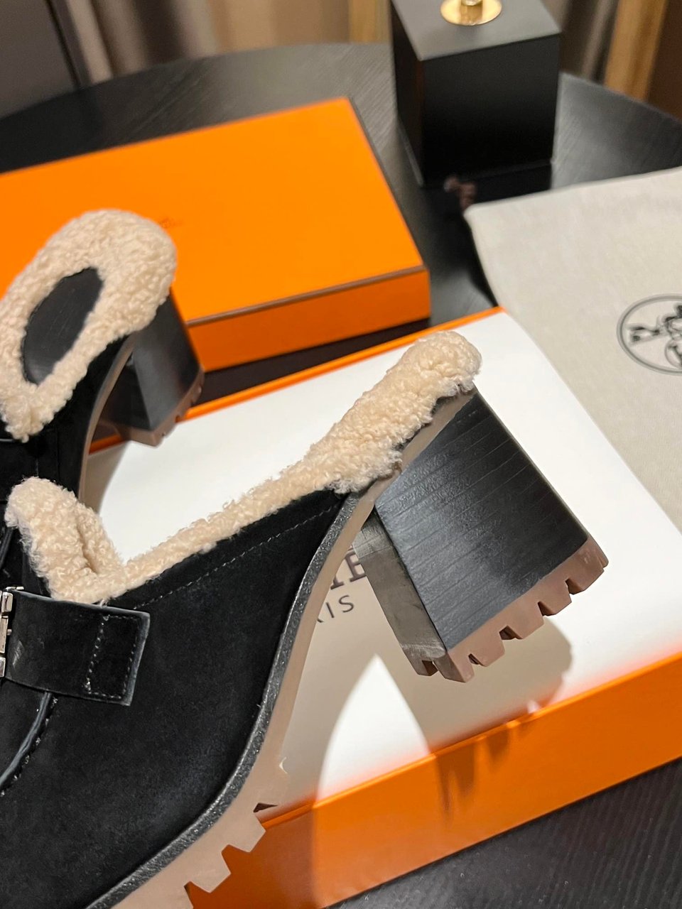 Hermes Flore 60 Mule Black view 4