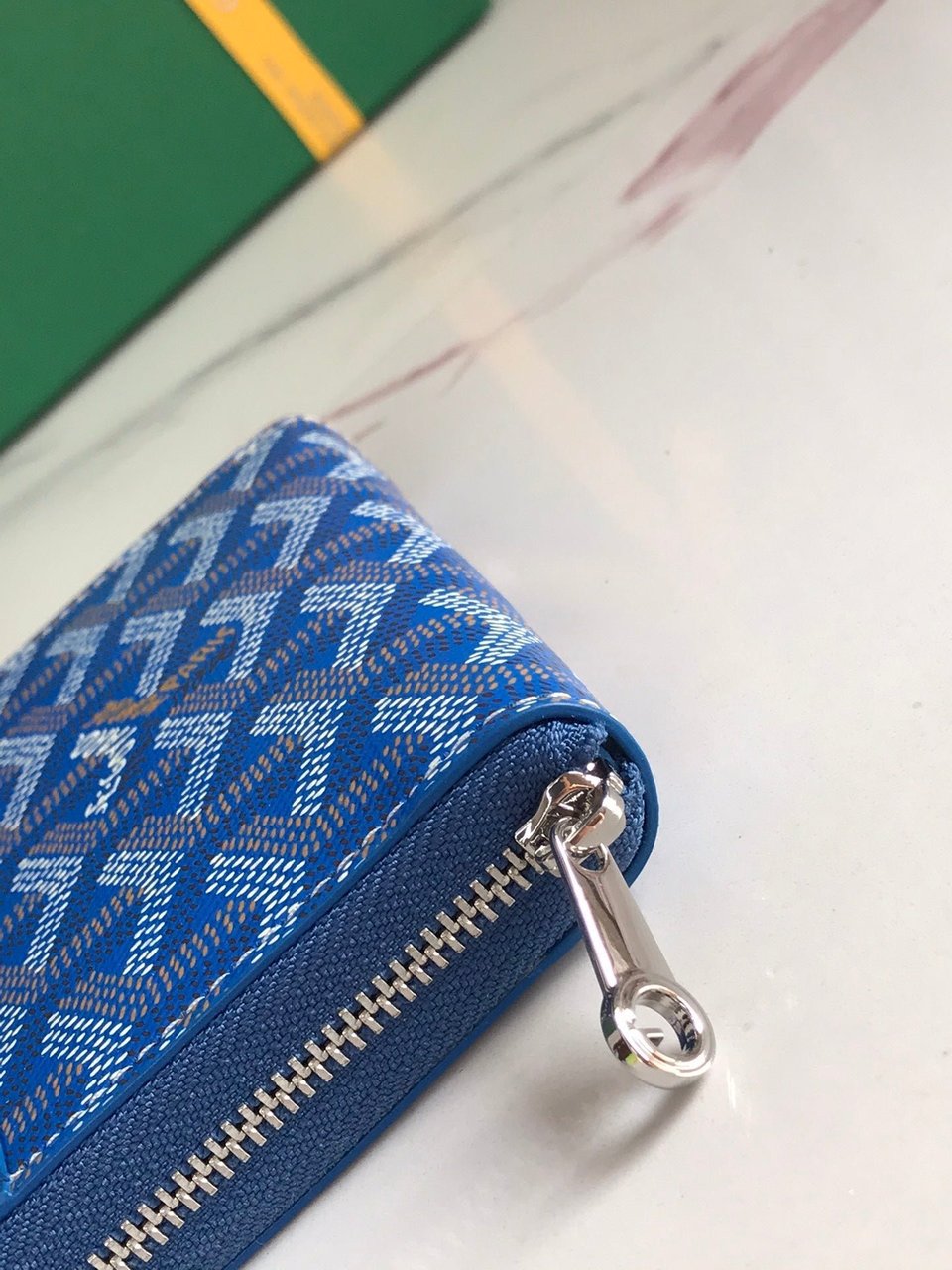 Goyard Matignon Mini Wallet 11 Cm Sapphire Blue Goyardine Canvas And Calfskin view 6