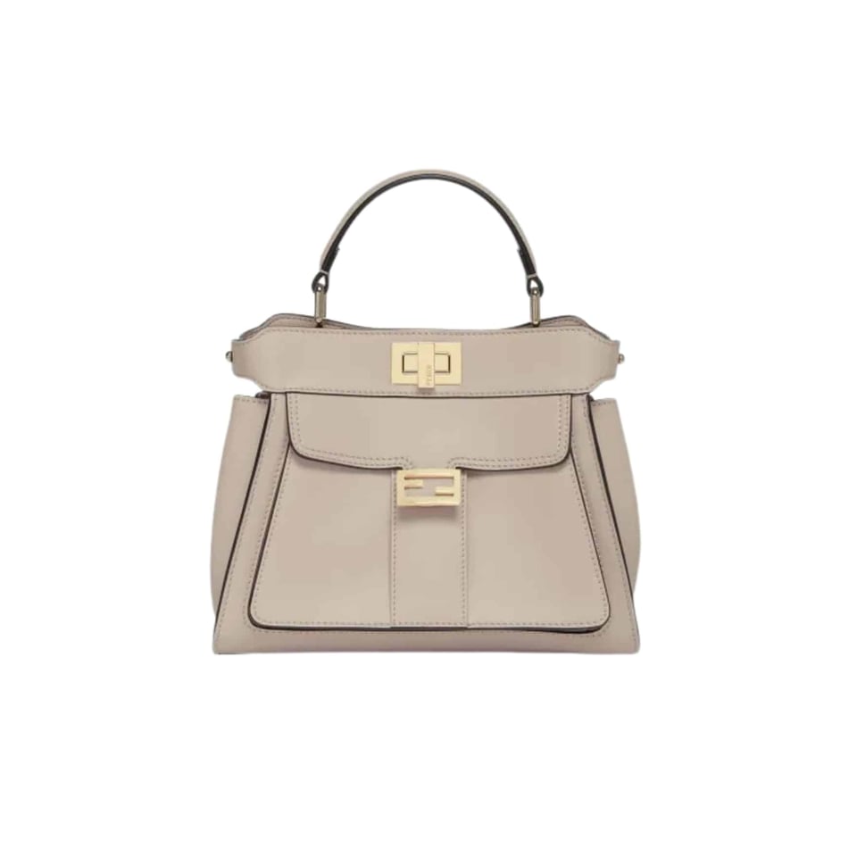Fendi Peekaboo Mini Bag Leather Bag With Baguette Pocket Beige 23Cm