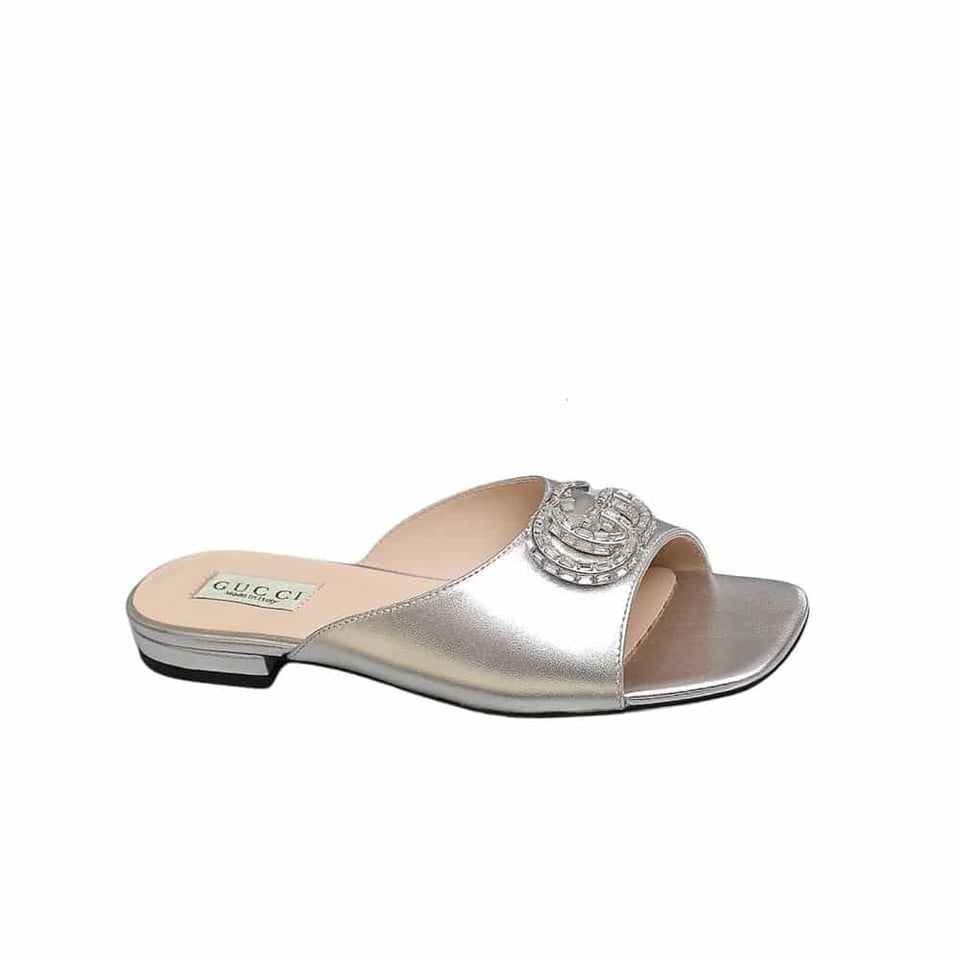 Gucci Gg Crystal Slippers Silver view 2