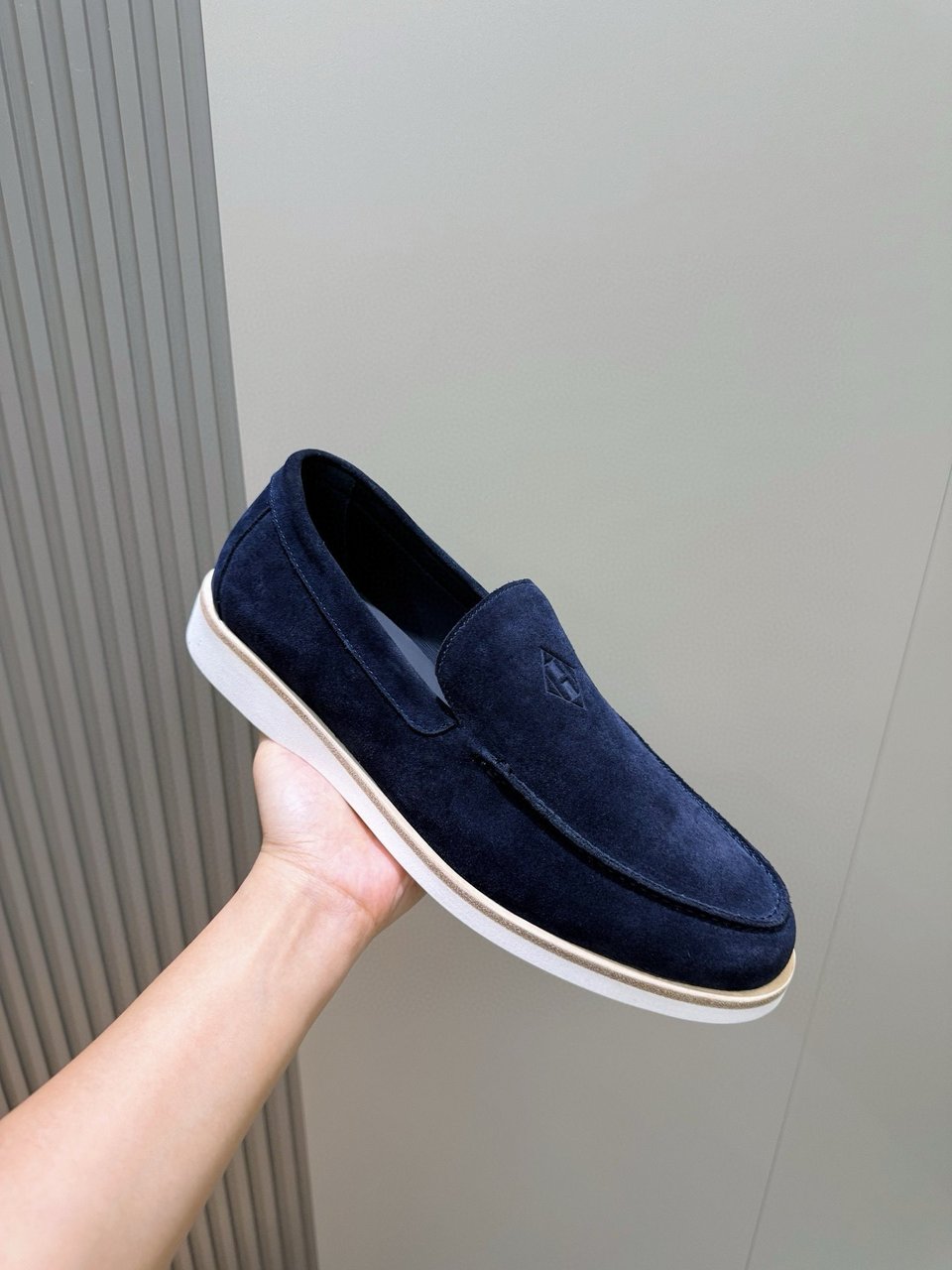 Hermès Navy Suede Loafers- Shoes for Men view 4