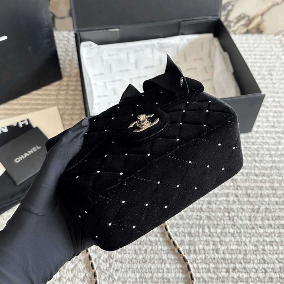 Chanel Mini Pearl Super Black Bag 17cm/6in view 9